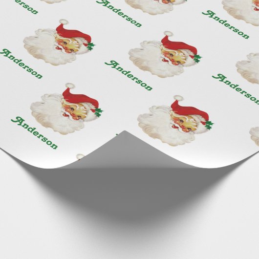 Kerstinpakpapier  Santa Custom Name Cadeaupapier (Hoek)