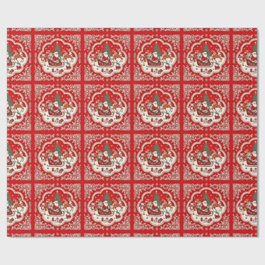 Kerstinpakpapier  Santa Sleigh Cadeaupapier (Vlak)