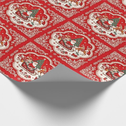 Kerstinpakpapier  Santa Sleigh Cadeaupapier (Hoek)