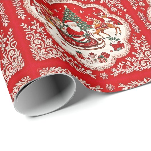 Kerstinpakpapier Santa Sleigh Cadeaupapier (Rol Hoek)