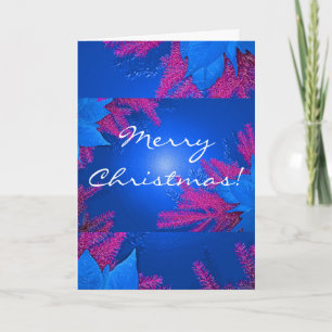 kerstinsettia Blue en roze in het Engels Feestdagen Kaart