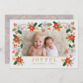 kerstinsettias en horizontale pine-fotokaart kaart (Voorkant / Achterkant)