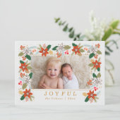 kerstinsettias en horizontale pine-fotokaart kaart (Staand voorkant)