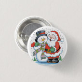 kerstinsigne: Snowman-omhelzing Ronde Button 3,2 Cm (Voorkant /achterkant)