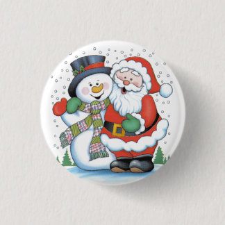kerstinsigne: Snowman-omhelzing Ronde Button 3,2 Cm