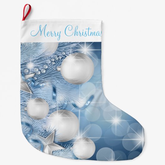 kerstinslag/blauw Ornament Grote Kerstsok (Voorkant)