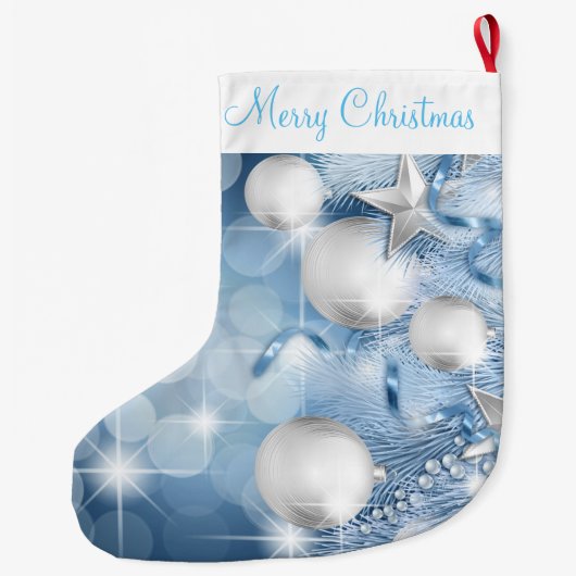 kerstinslag/blauw Ornament Grote Kerstsok (Achterkant)