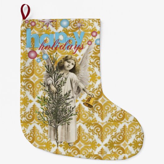 kerstinslag, kerstengel Prettige feestdagen Grote Kerstsok (Voorkant)