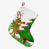 kerstinslag, kerstrenrendiertje grote kerstsok (Voorkant (Hangend))
