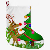 kerstinslag, kerstrenrendiertje grote kerstsok (Voorkant)