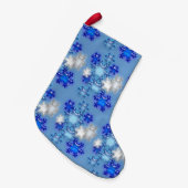 kerstinslag - Snowflakes op blauw Kleine Kerstsok (Voorkant (Hangend))