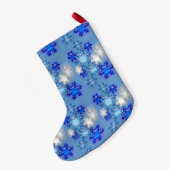 kerstinslag - Snowflakes op blauw Kleine Kerstsok (Achterkant (Hangend))