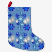 kerstinslag - Snowflakes op blauw Kleine Kerstsok (Voorkant)