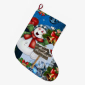 kerstinslag, vrolijk kerstfeest Snowman Grote Kerstsok (Voorkant (Hangend))