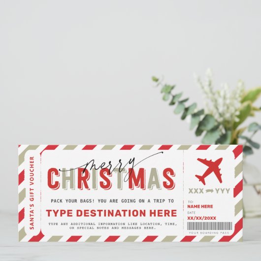 kerstinstapkaart Voucher Gift Ticket Kaart (Staand voorkant)