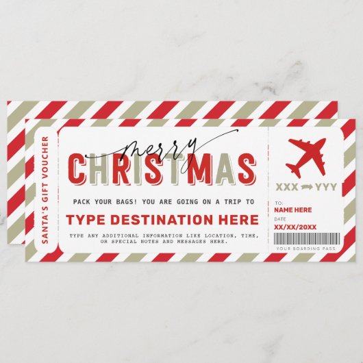kerstinstapkaart Voucher Gift Ticket Kaart (Voorkant / Achterkant)