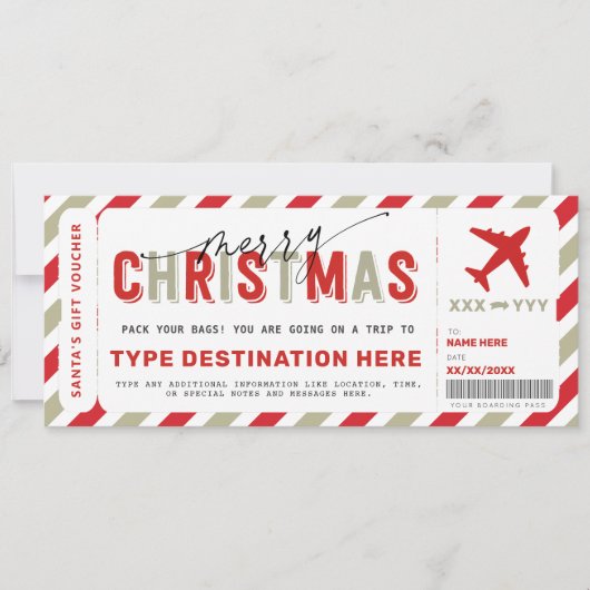 kerstinstapkaart Voucher Gift Ticket Kaart (Voorkant)