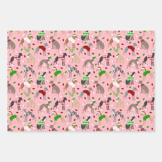 KerstItaliaanse Greyhound Dog Inpakpapier Vel (Voorkant 3)