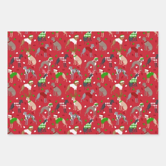 KerstItaliaanse Greyhound Dog Inpakpapier Vel (Voorkant 2)