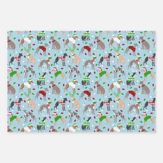 KerstItaliaanse Greyhound Dog Inpakpapier Vel (Voorkant)