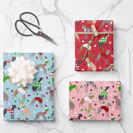 KerstItaliaanse Greyhound Dog Inpakpapier Vel (Voorkant)