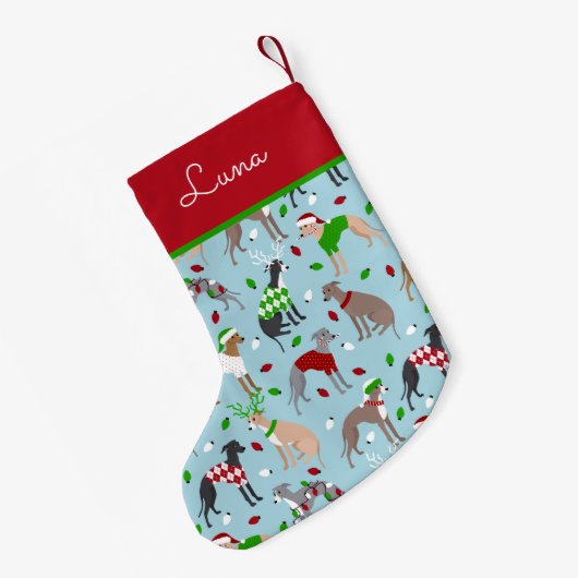 KerstItaliaanse Greyhound Dog Kleine Kerstsok (Achterkant (Hangend))