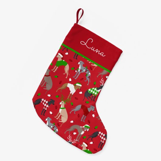 KerstItaliaanse Greyhound Dog Kleine Kerstsok (Voorkant (Hangend))