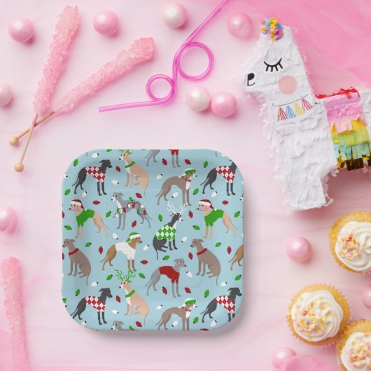 KerstItaliaanse Greyhound Dog Papieren Bordje (Feest)