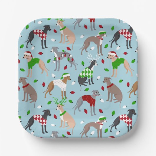 KerstItaliaanse Greyhound Dog Papieren Bordje (Voorkant)