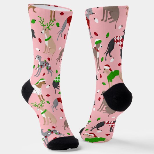 KerstItaliaanse Greyhound Dog Sokken (Gebogen)
