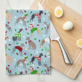 KerstItaliaanse Greyhound Dog Theedoek (Quarter Fold)