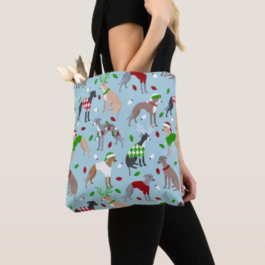 KerstItaliaanse Greyhound Dog Tote Bag (Dichtbij)