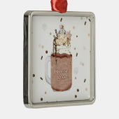 kerstjaar Chocolate Snowman Milkshake Metalen Ornament (Rechts)