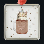 kerstjaar Chocolate Snowman Milkshake Metalen Ornament<br><div class="desc">Illustratie van een chocolade kerst-mokshake getopt met gegripte crème,  sproinkles,  chocoladechips,  warme fudge,  karamel,  sneeuwvlokkerstkoekjes en marshmallow-sneeuwman. Personaliseer met naam en jaar.</div>