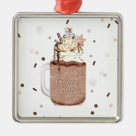 kerstjaar Chocolate Snowman Milkshake Metalen Ornament