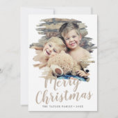 kerstjaar geborsteld Tan Merry in Review Feestdagenkaart (Voorkant)