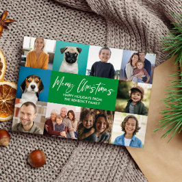 KERSTJAAR IN DE REVIEW 10 FOTO'S BLAUWE DENNEN FEESTDAGENKAART