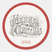 kerstjaar met vrolijke feestdagen ronde sticker (Voorkant)