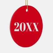 Kerstjaar rode witte feestdag keramisch ornament (Rechts)