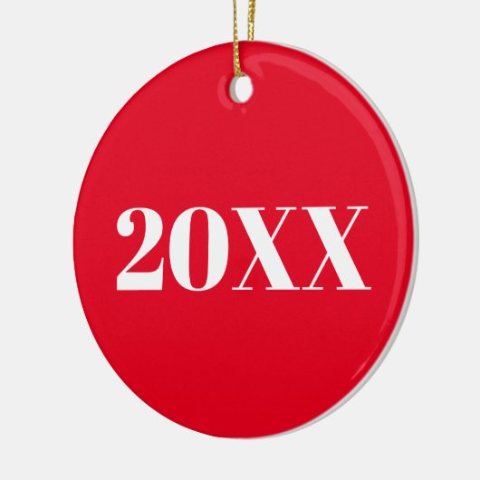 Kerstjaar rode witte feestdag keramisch ornament (Links)