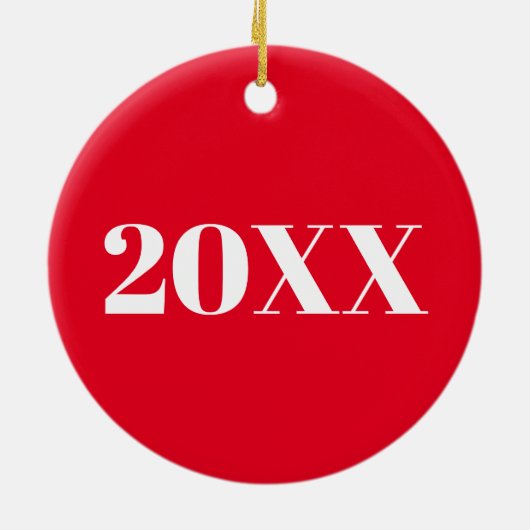Kerstjaar rode witte feestdag keramisch ornament (Achterkant)