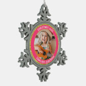 Kerstjaar Uw foto Gouden Glitter Tin Sneeuwvlok Ornament (Links)