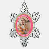 Kerstjaar Uw foto Gouden Glitter Tin Sneeuwvlok Ornament (Rechts)