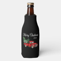 Kerstjaar Waterverf  Red Truck Black