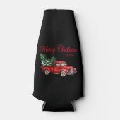 Kerstjaar Waterverf  Red Truck Black Flesjeskoeler (Voorkant)