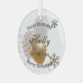 kerstjaarballonnen en sneeuwvlokken glas ornament (Voorkant links)