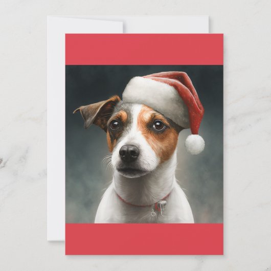 KerstJack Russell, Santa Jack Russell T-Shirt Feestdagenkaart (Voorkant)