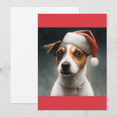 KerstJack Russell, Santa Jack Russell T-Shirt Feestdagenkaart (Voorkant / Achterkant)