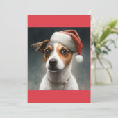 KerstJack Russell, Santa Jack Russell T-Shirt Feestdagenkaart (Staand voorkant)
