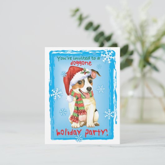 KerstJack Russell Terrier Uitnodiging (Staand voorkant)